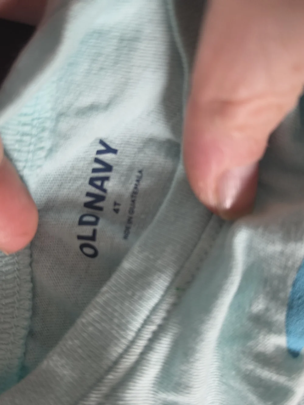 Old Navy Light Aqua Graphic Tee with Blue Palm Tree Print
